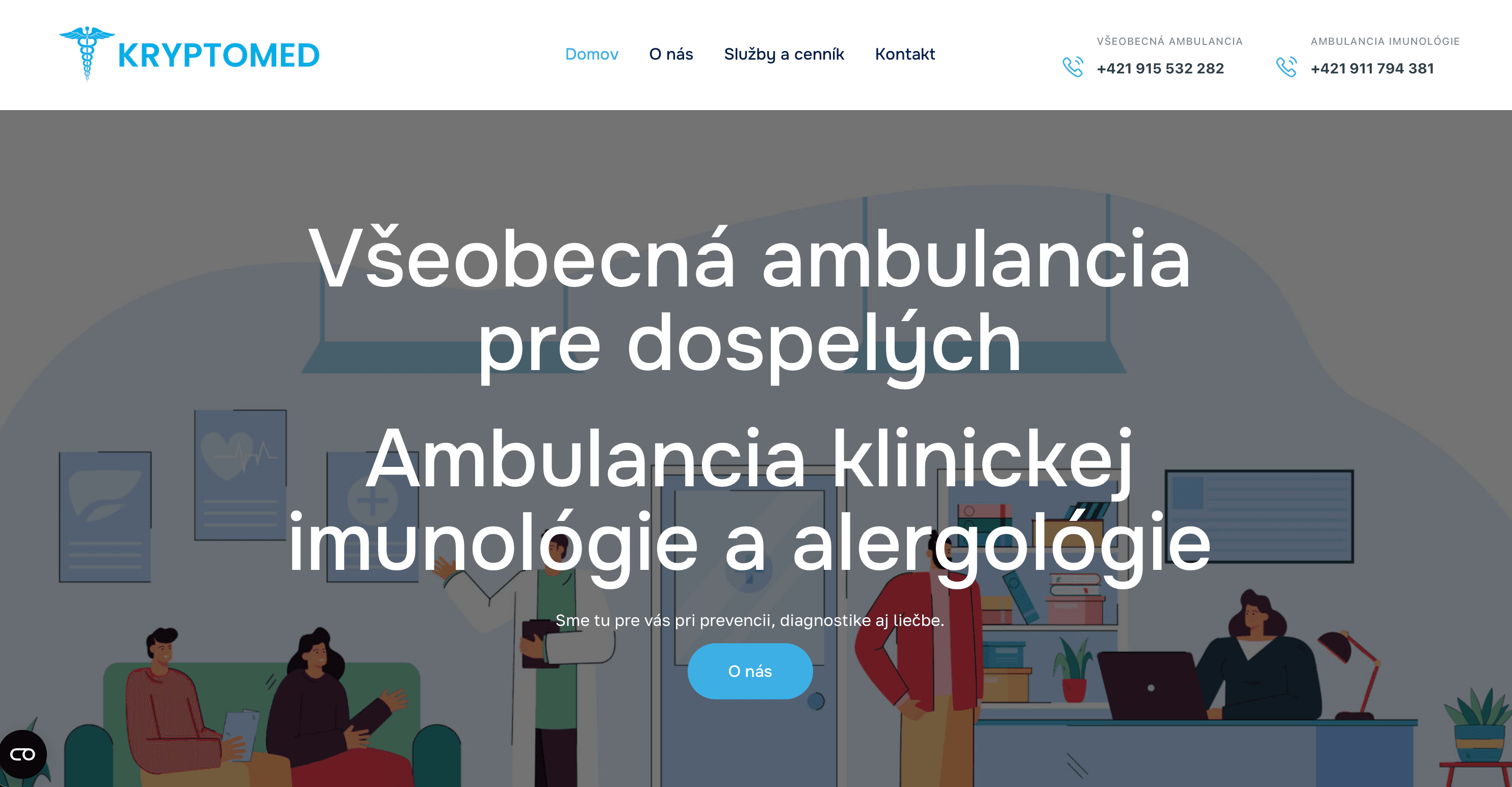 Webová stránka pre všeobecnú ambulanciu KRYPTOMED, s.r.o.